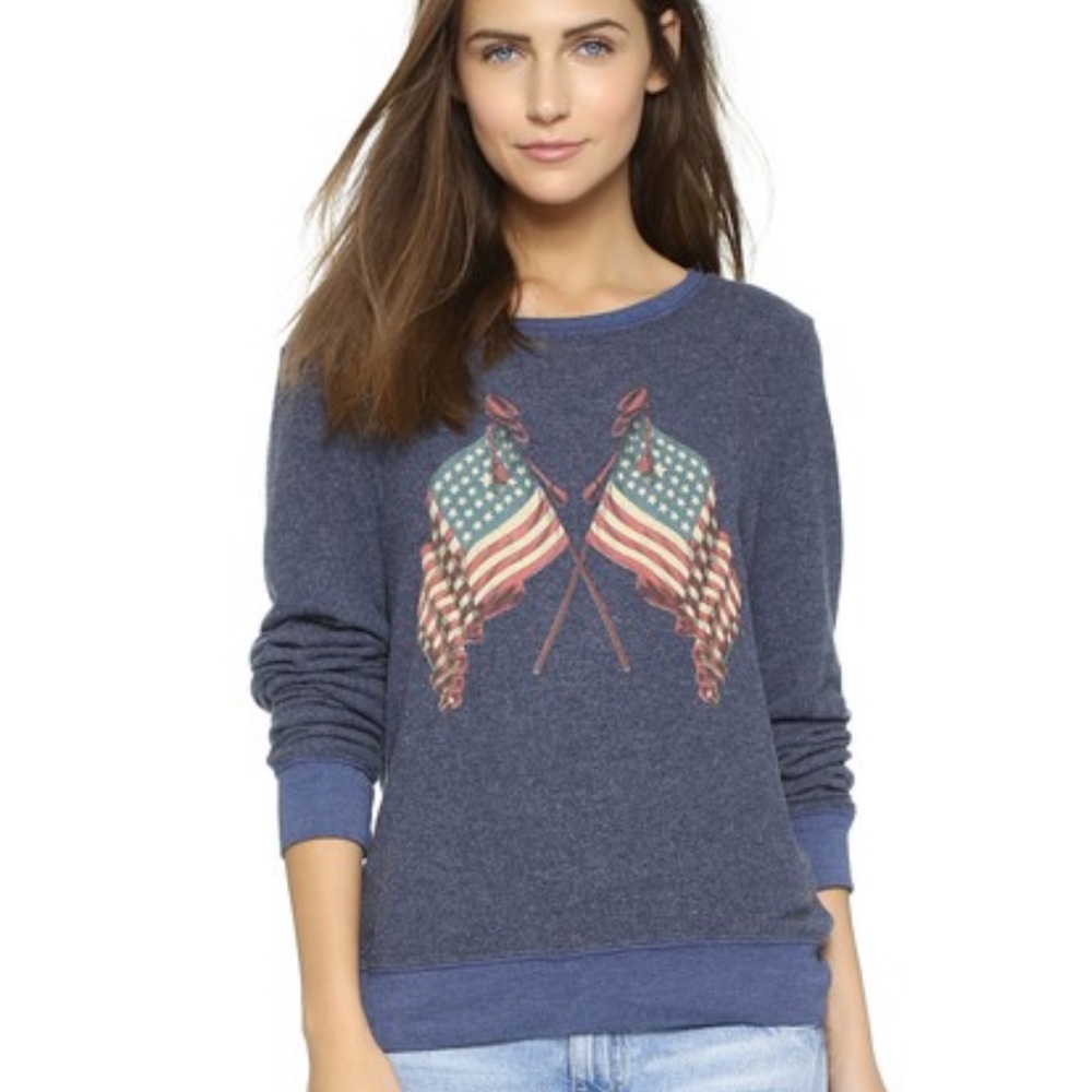 EUC Wildfox Lady Liberty Baggy Beach Jumper in Opium Blue Size Medium
